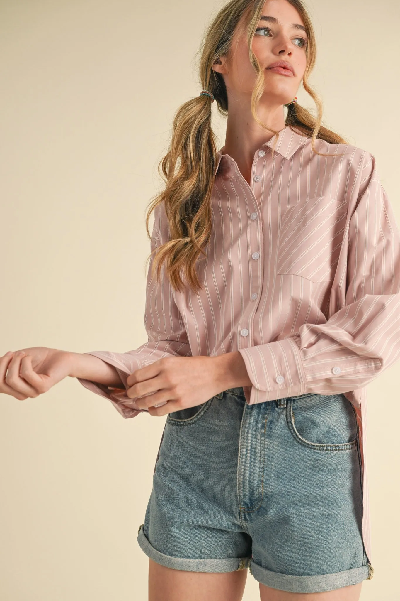Belen Striped Button Down Oversized Shirt