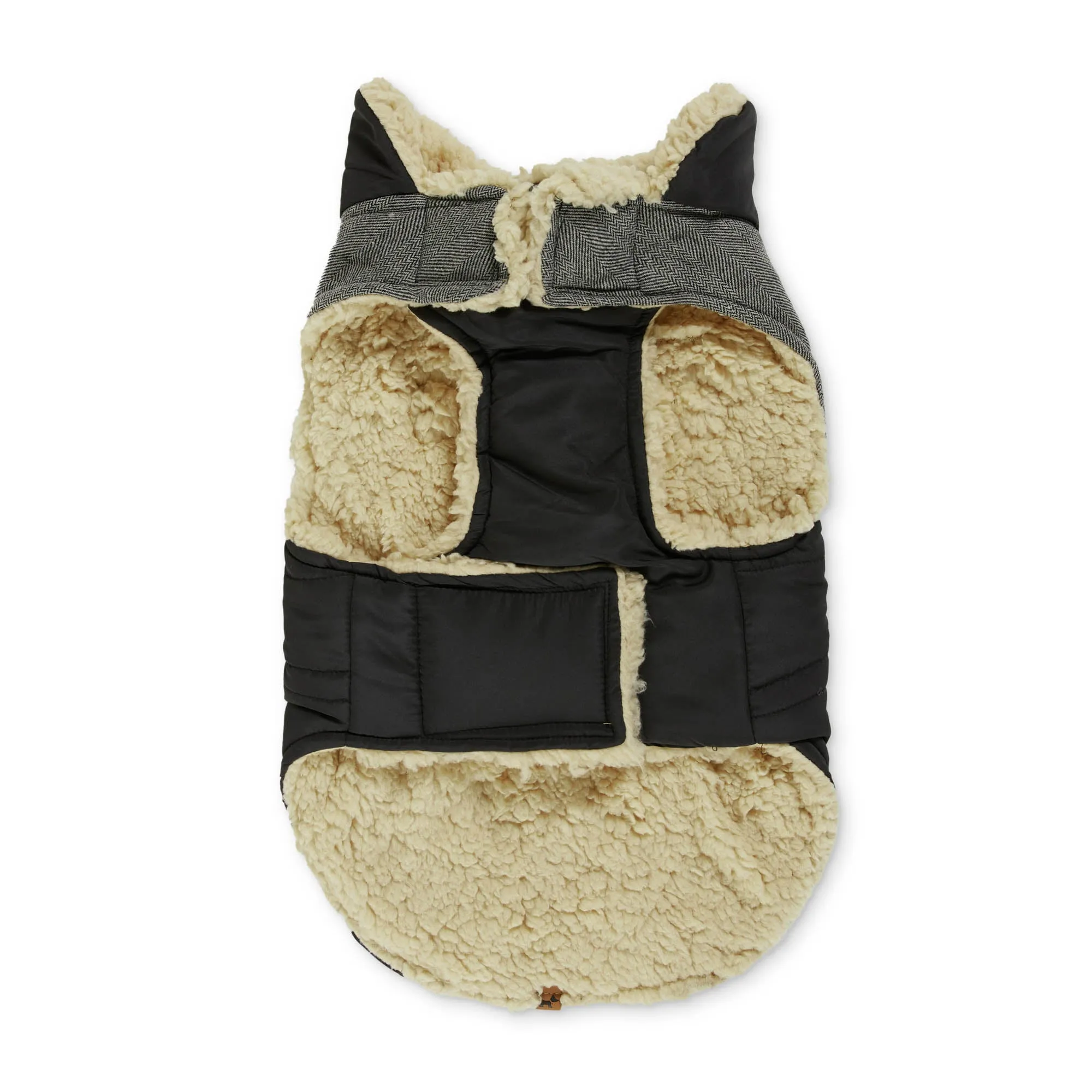 Melton Nylon Vest with Sherpa Lining