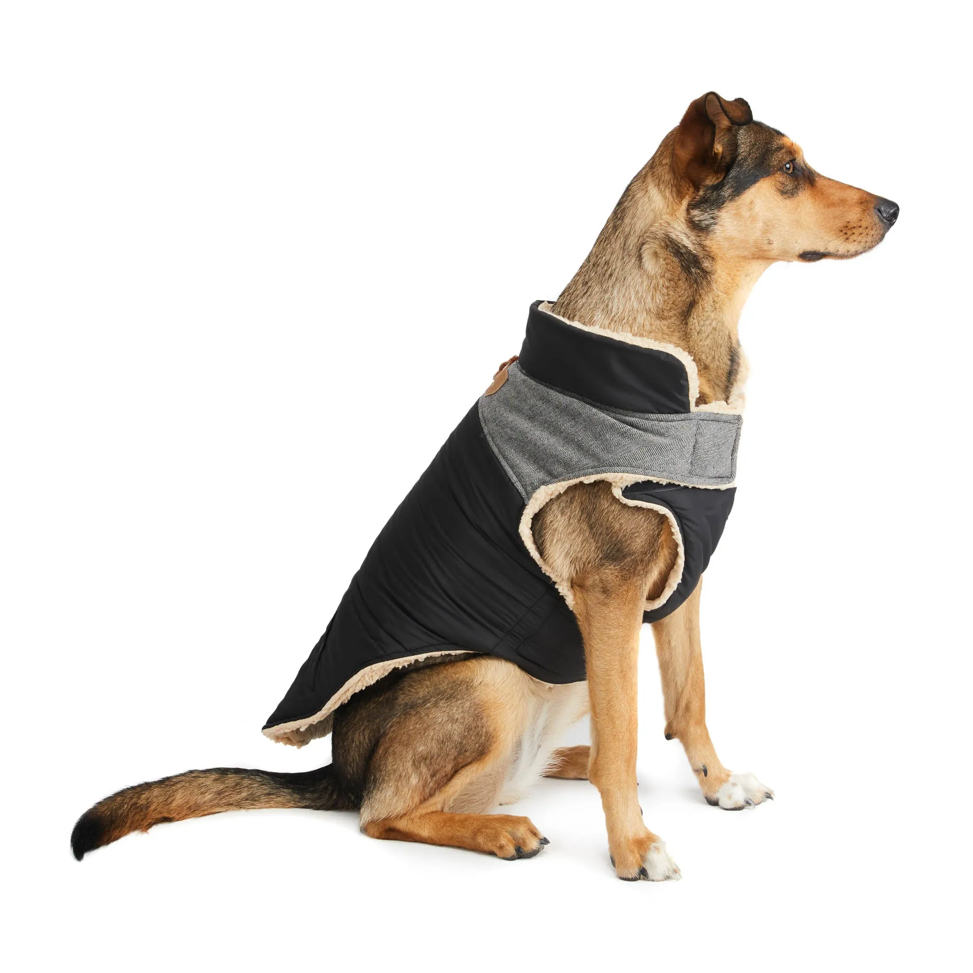 Melton Nylon Vest with Sherpa Lining