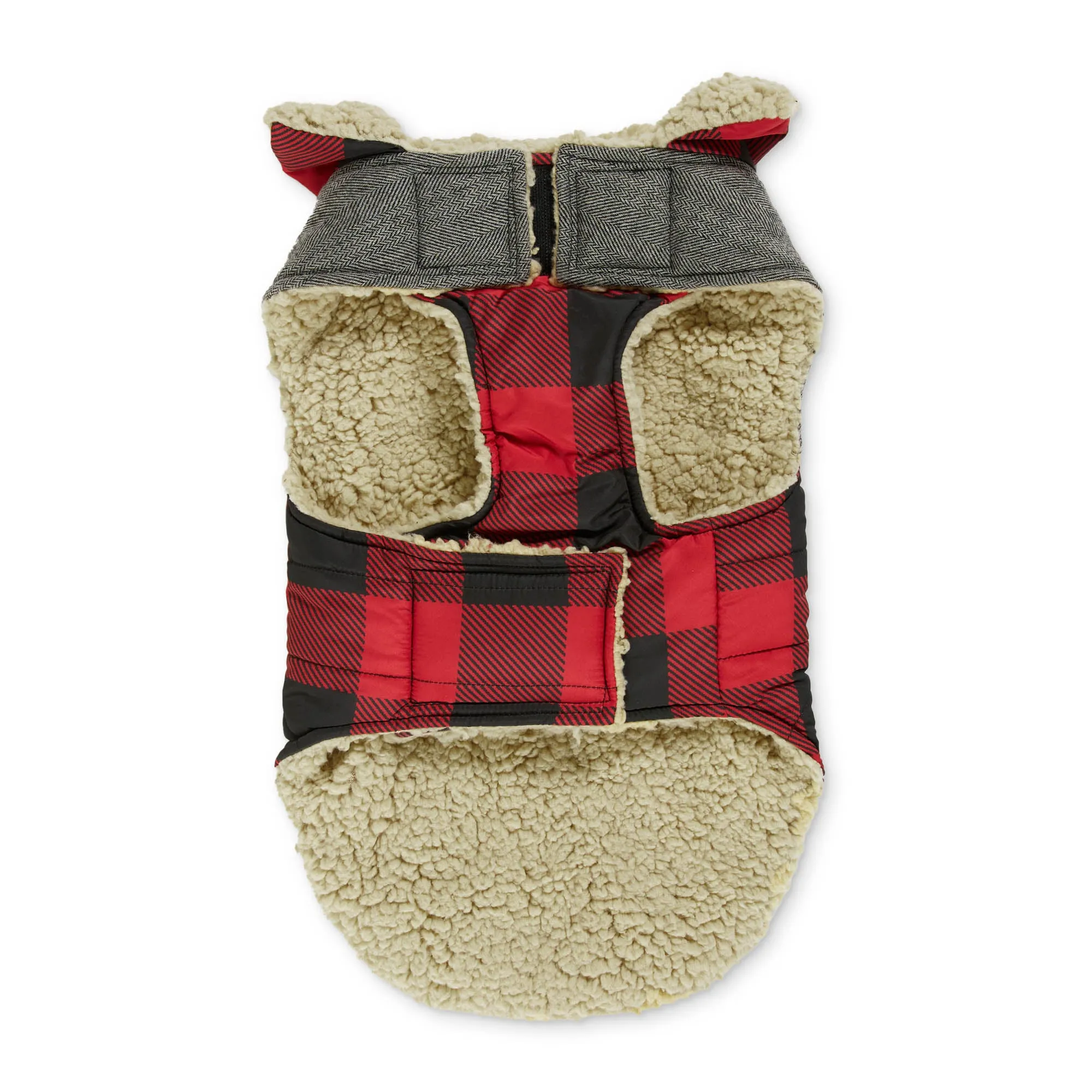 Melton Nylon Vest with Sherpa Lining