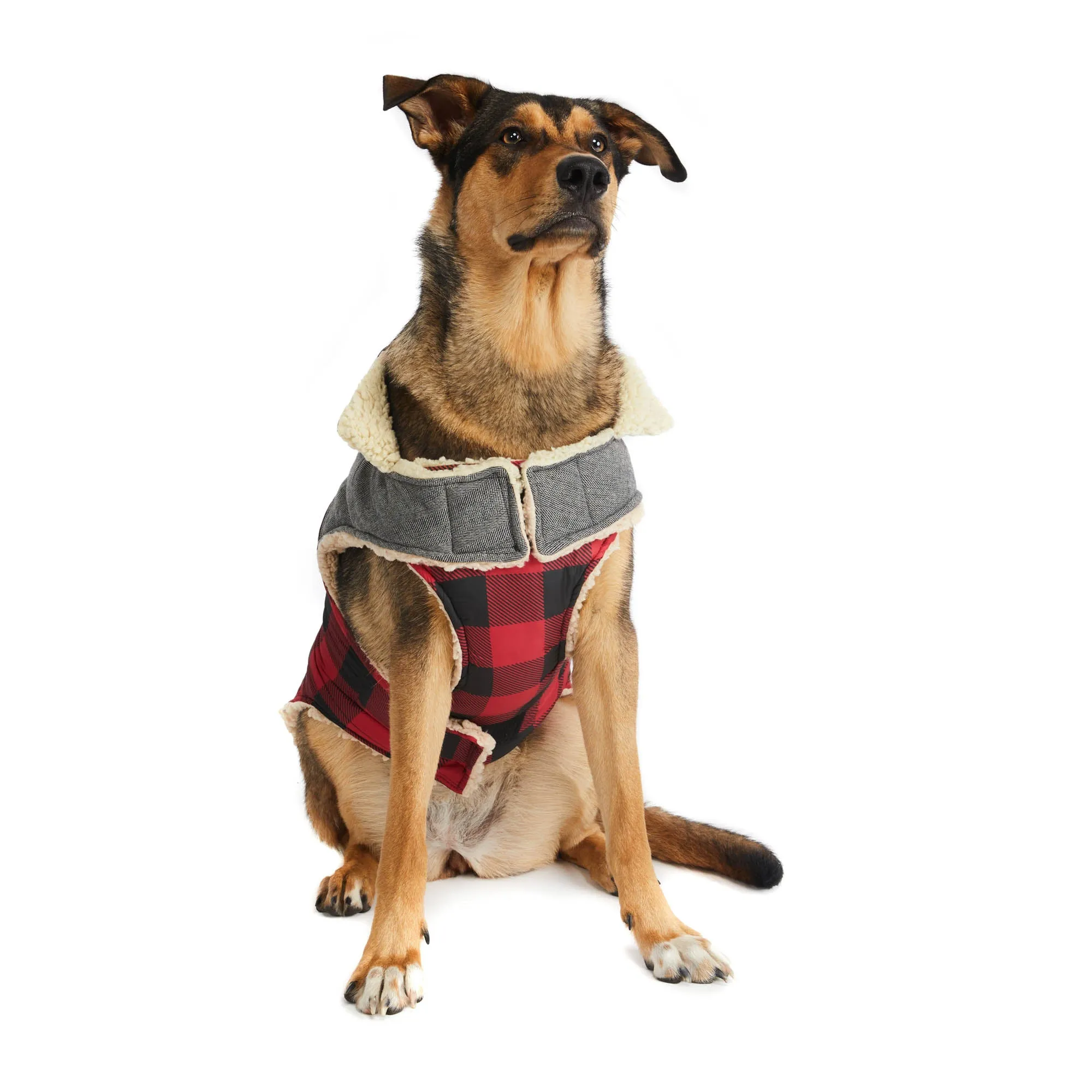 Melton Nylon Vest with Sherpa Lining