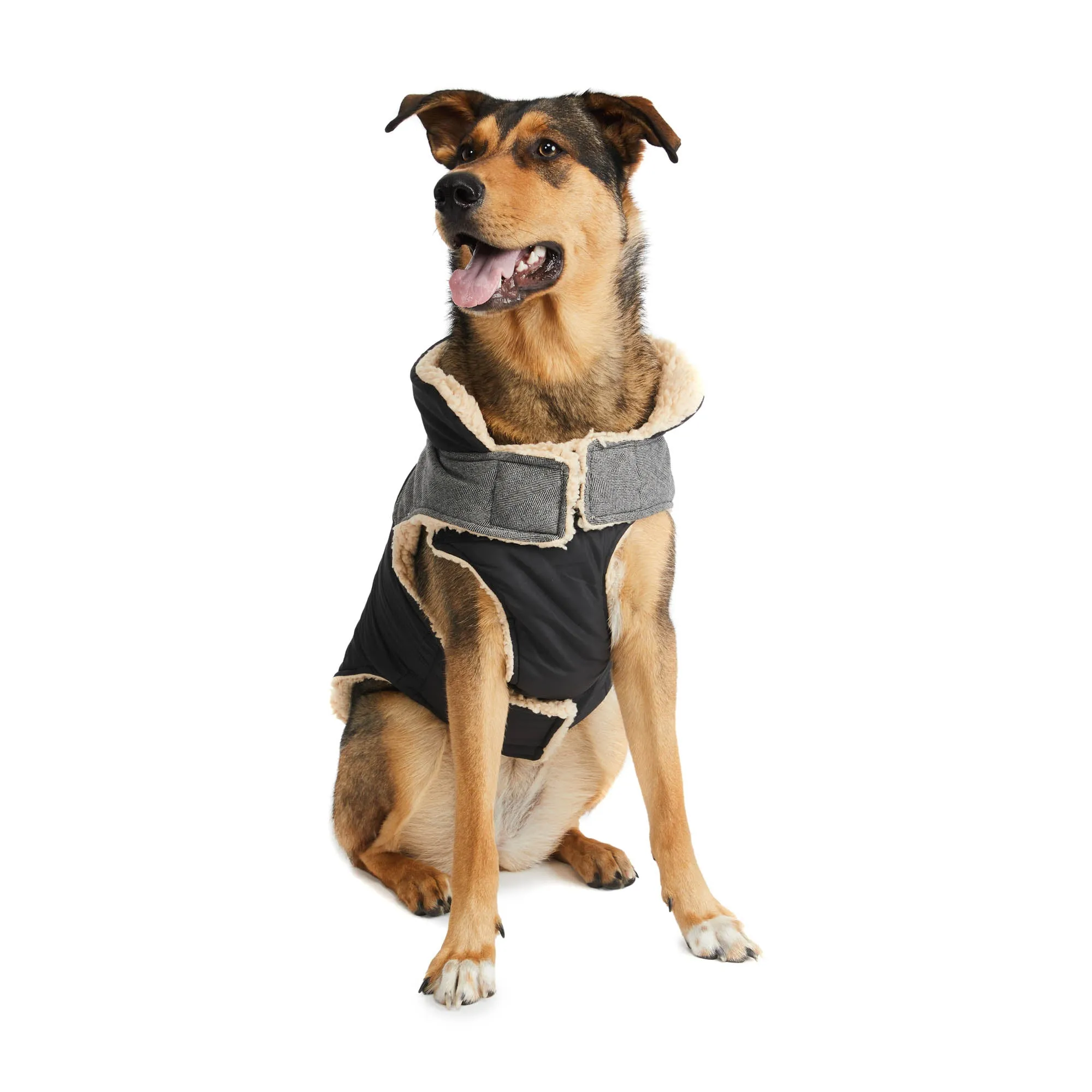 Melton Nylon Vest with Sherpa Lining