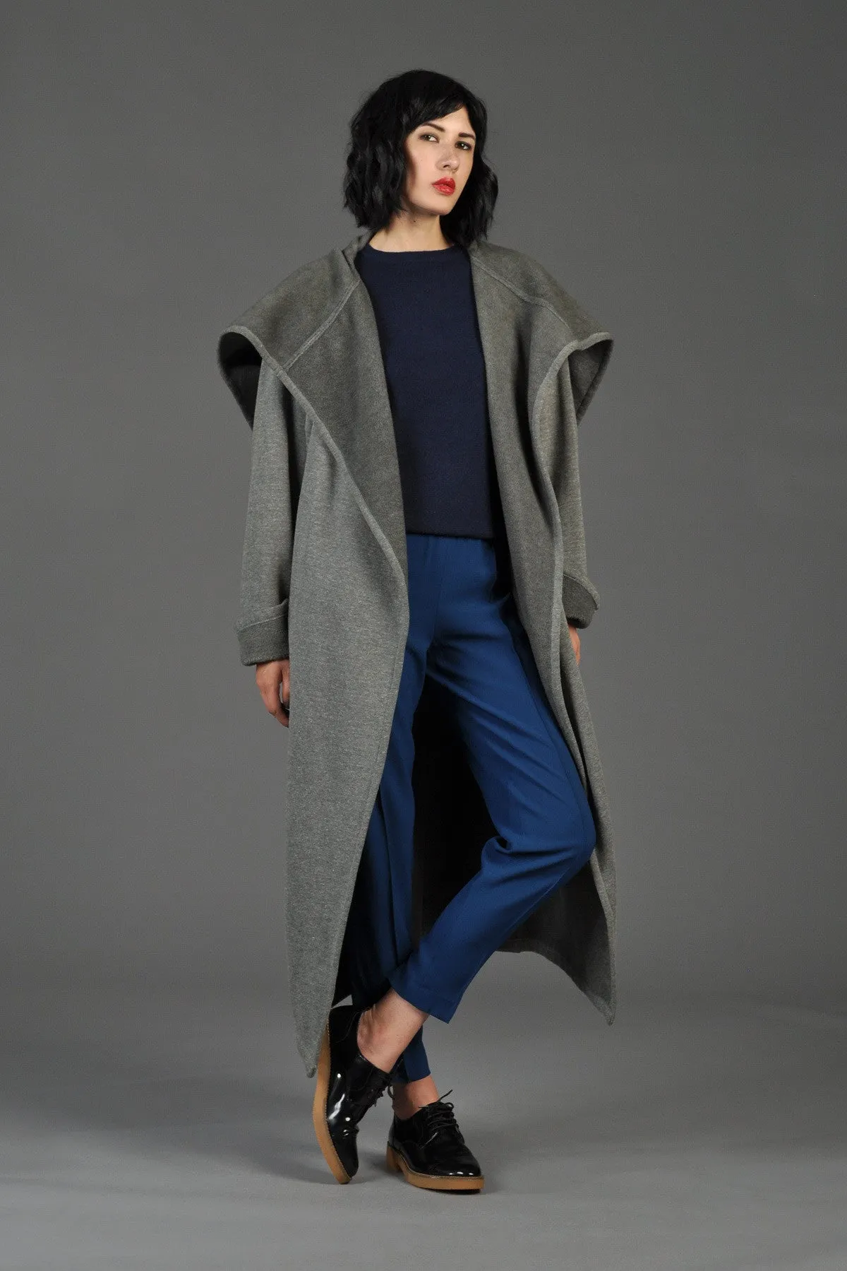 Norma Kamali Draped Blanket Coat w/Shawl Collar