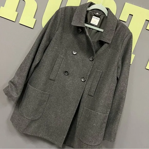 Old Navy Black Wool Double Breasted Peacoat Large