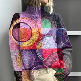 Skylar - Colorblock Knit Turtleneck Sweater
