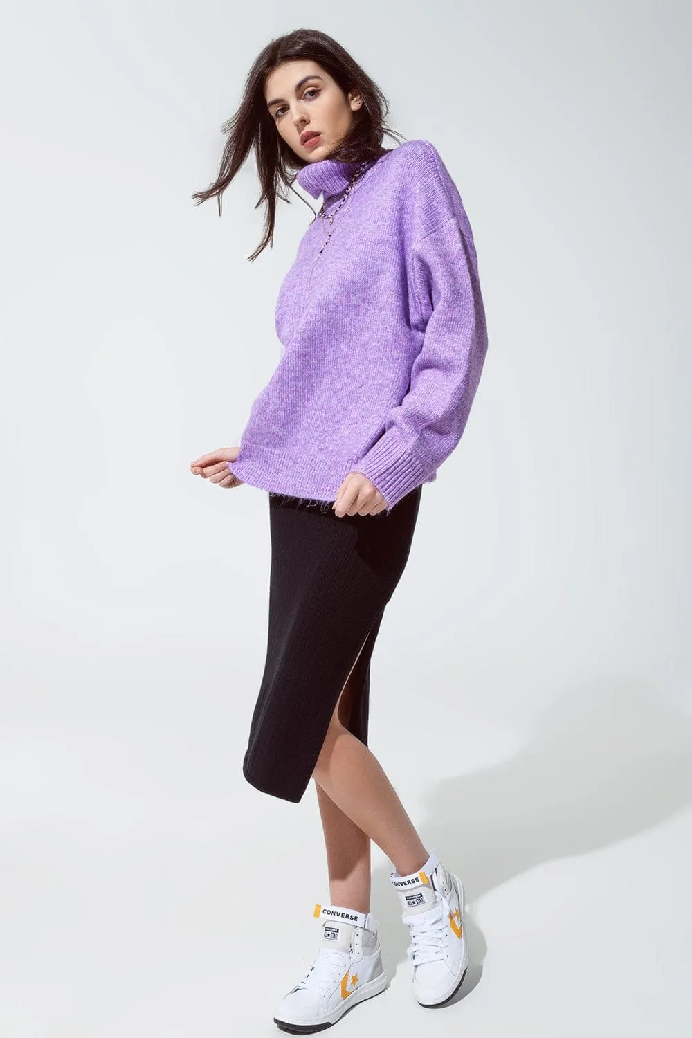 Sweater In Purple With A Turtleneck