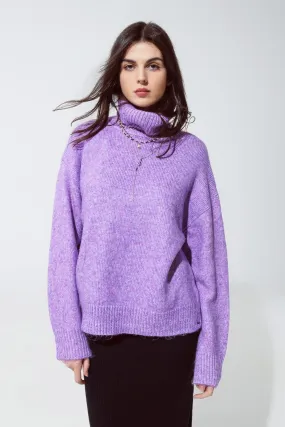 Sweater In Purple With A Turtleneck