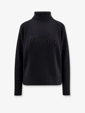 Virgin wool and cashmere sweater with moncler embroidery