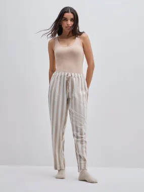 Wunderlove Beige Ribbed Cotton Blend Camisole